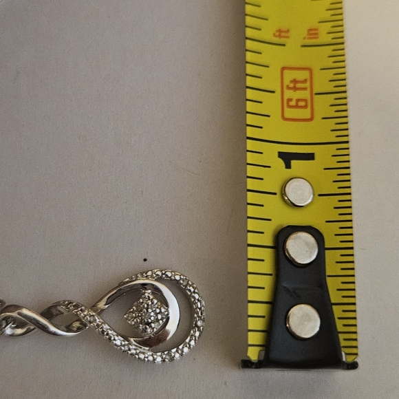 Sterling Silver Diamond Pendant Infinity Necklace - Picture 7 of 7